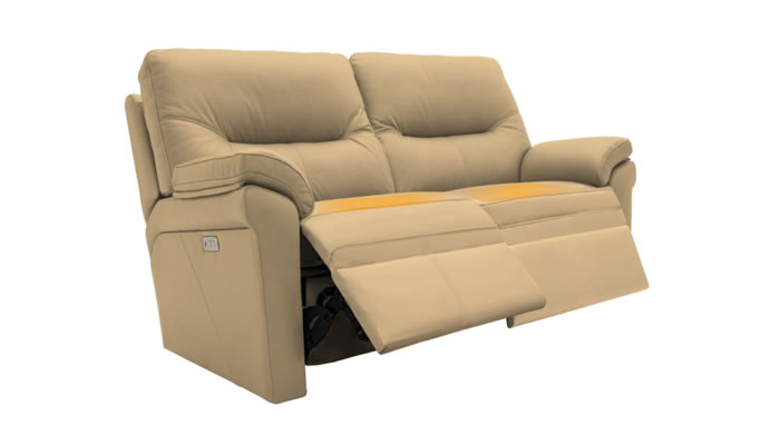 G Plan Seattle Leather 2 Seater Electric Recliner Lumbar Support Cambridge Sand